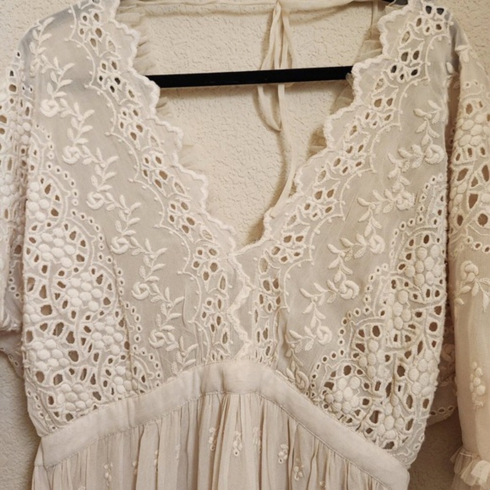 LoveShackFancy Delfina Crochet‎ Maxi Dress Women's 4 Boho Wedding Beach NWT - Picture 7 of 16